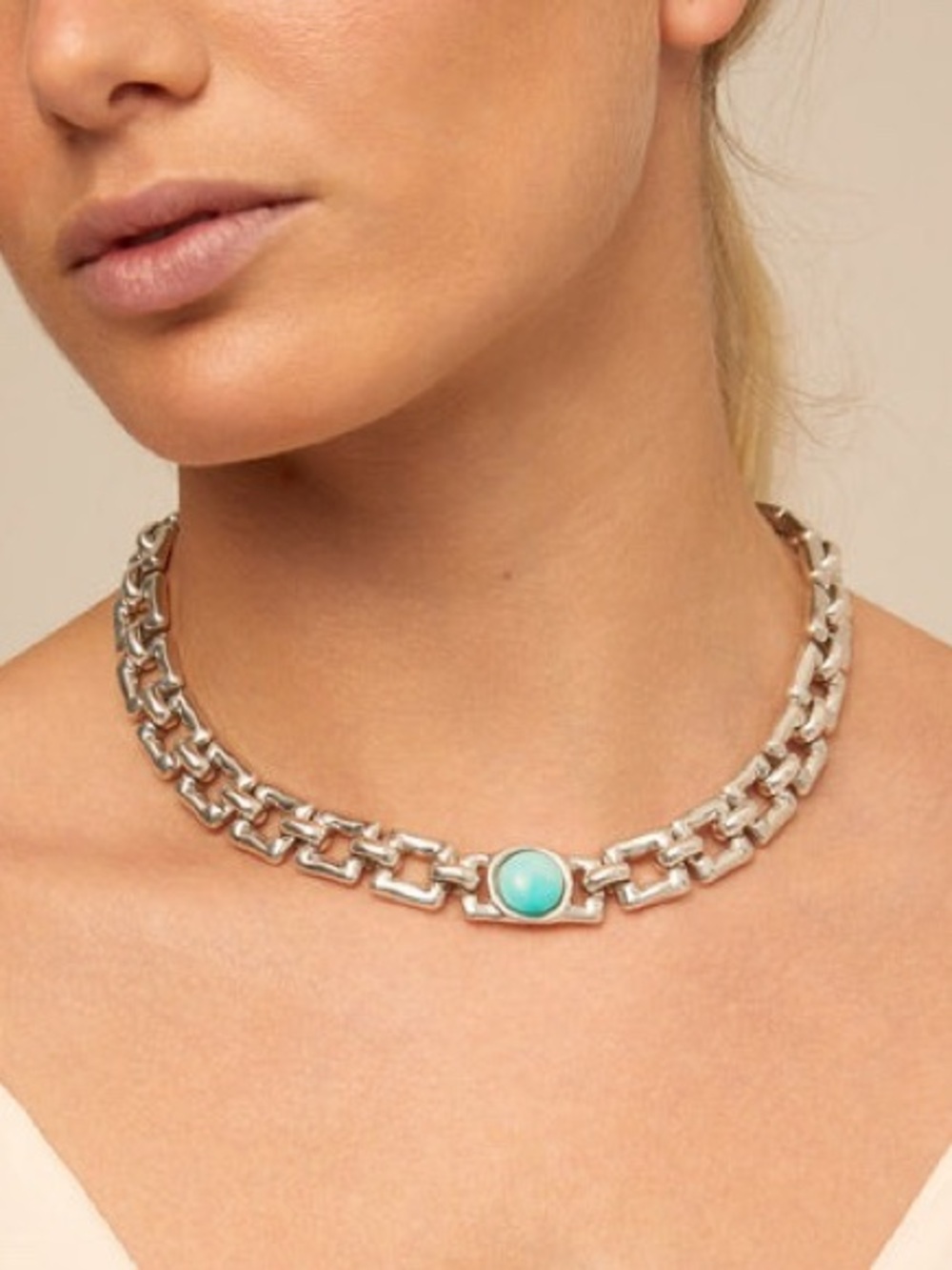 UNOde50 Linda Turquoise Statement Necklace Silver Plated